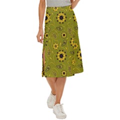 Floral Pattern Paisley Style  Midi Panel Skirt by Eskimos