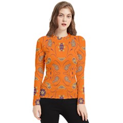 Floral Pattern Paisley Style  Women s Long Sleeve Rash Guard by Eskimos