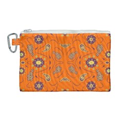 Floral Pattern Paisley Style  Canvas Cosmetic Bag (large) by Eskimos