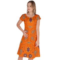 Floral Pattern Paisley Style  Classic Short Sleeve Dress by Eskimos