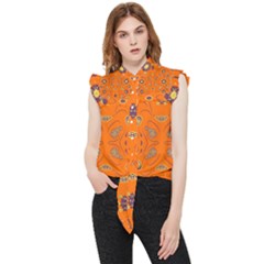 Floral Pattern Paisley Style  Frill Detail Shirt by Eskimos