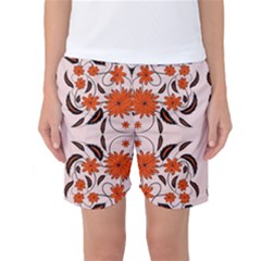 Floral Folk Damask Pattern  Women s Basketball Shorts by Eskimos