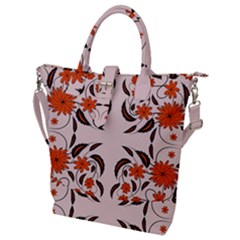 Floral Folk Damask Pattern  Buckle Top Tote Bag by Eskimos