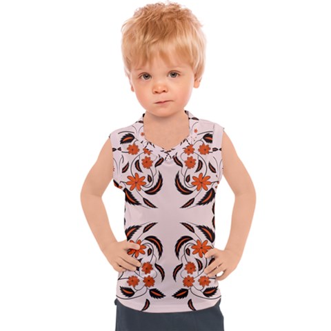 Floral Folk Damask Pattern  Kids  Sport Tank Top by Eskimos