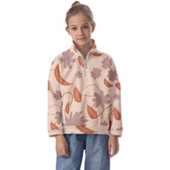 Folk Flowers Print Floral Pattern Ethnic Art Kids  Half Zip Hoodie by Eskimos