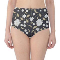 Folk Flowers Print Floral Pattern Ethnic Art Classic High-waist Bikini Bottoms by Eskimos