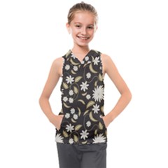 Folk Flowers Print Floral Pattern Ethnic Art Kids  Sleeveless Hoodie by Eskimos