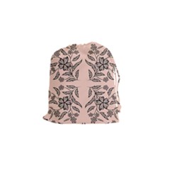 Floral Folk Damask Pattern  Drawstring Pouch (small) by Eskimos