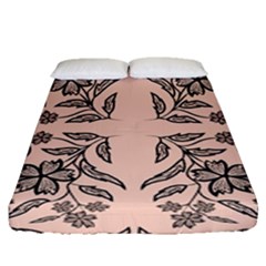 Floral Folk Damask Pattern  Fitted Sheet (queen Size) by Eskimos