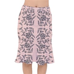 Floral Folk Damask Pattern  Short Mermaid Skirt by Eskimos