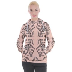 Floral Folk Damask Pattern  Women s Hooded Pullover by Eskimos