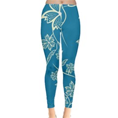 Folk Flowers Print Floral Pattern Ethnic Art Leggings  by Eskimos