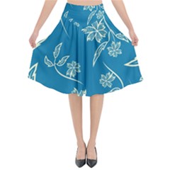 Folk Flowers Print Floral Pattern Ethnic Art Flared Midi Skirt by Eskimos