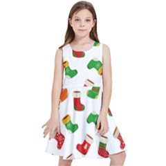 New Year s Multicolored Socks Kids  Skater Dress by SychEva