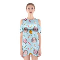 Hedgehogs Artists Shoulder Cutout One Piece Dress by SychEva