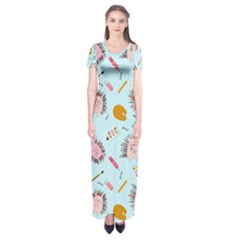 Hedgehogs Artists Short Sleeve Maxi Dress by SychEva