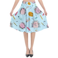 Hedgehogs Artists Flared Midi Skirt by SychEva