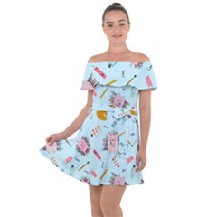 Hedgehogs Artists Off Shoulder Velour Dress