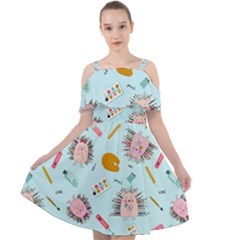 Hedgehogs Artists Cut Out Shoulders Chiffon Dress