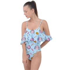 Hedgehogs Artists Drape Piece Swimsuit by SychEva