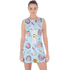 Hedgehogs Artists Lace Up Front Bodycon Dress