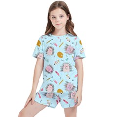 Hedgehogs Artists Kids  Tee And Sports Shorts Set by SychEva