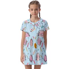 Hedgehogs Artists Kids  Asymmetric Collar Dress by SychEva