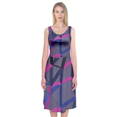 3d Lovely Geo Lines Midi Sleeveless Dress by Uniqued