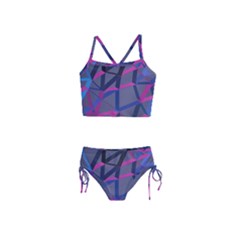 3d Lovely Geo Lines Girls  Tankini Swimsuit