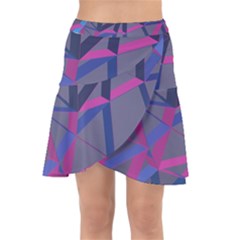 3d Lovely Geo Lines Wrap Front Skirt by Uniqued