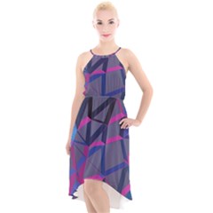 3d Lovely Geo Lines High-low Halter Chiffon Dress  by Uniqued