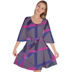 3d Lovely Geo Lines Velour Kimono Dress by Uniqued