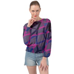 3d Lovely Geo Lines Banded Bottom Chiffon Top by Uniqued