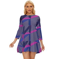 3d Lovely Geo Lines Long Sleeve Babydoll Dress by Uniqued