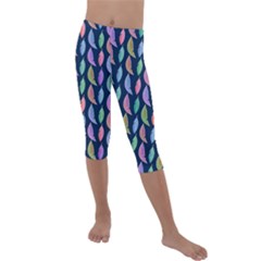 Colorful Feathers Kids  Lightweight Velour Capri Leggings  by SychEva