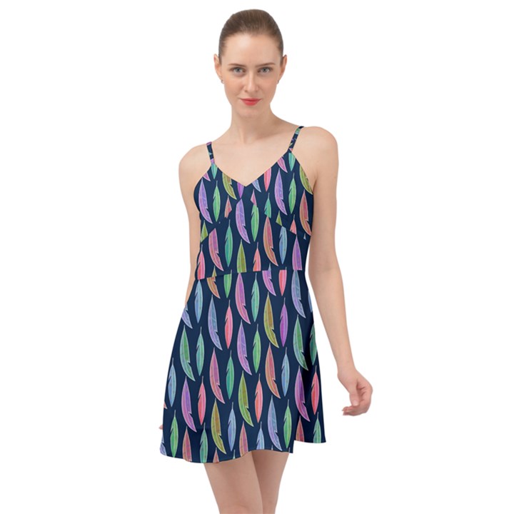 Colorful Feathers Summer Time Chiffon Dress