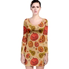Pumpkin Muzzles Long Sleeve Velvet Bodycon Dress