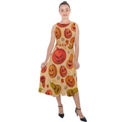 Pumpkin Muzzles Midi Tie-Back Chiffon Dress