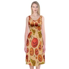 Pumpkin Muzzles Midi Sleeveless Dress