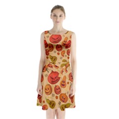 Pumpkin Muzzles Sleeveless Waist Tie Chiffon Dress