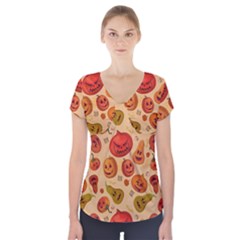 Pumpkin Muzzles Short Sleeve Front Detail Top by SychEva