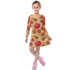 Pumpkin Muzzles Kids  Long Sleeve Velvet Dress