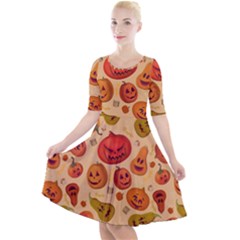 Pumpkin Muzzles Quarter Sleeve A-Line Dress