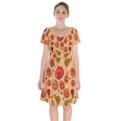 Pumpkin Muzzles Short Sleeve Bardot Dress