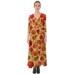 Pumpkin Muzzles Button Up Boho Maxi Dress by SychEva