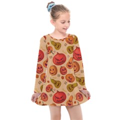 Pumpkin Muzzles Kids  Long Sleeve Dress