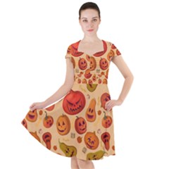 Pumpkin Muzzles Cap Sleeve Midi Dress