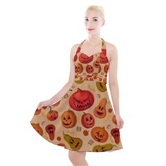 Pumpkin Muzzles Halter Party Swing Dress 