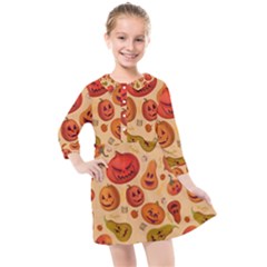 Pumpkin Muzzles Kids  Quarter Sleeve Shirt Dress by SychEva