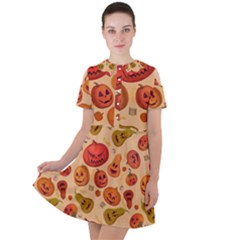 Pumpkin Muzzles Short Sleeve Shoulder Cut Out Dress 